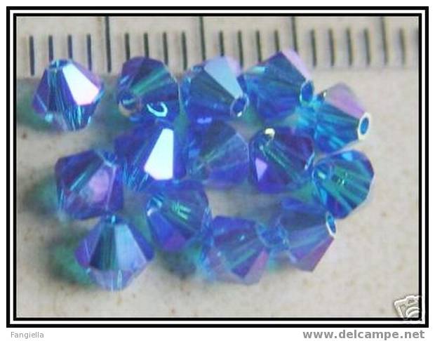 Lot De 10 Toupies Swarovski 4mm Capri Blue AB2X Perles En Cristal Véritable - Perlen