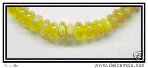 Lot De 5 Perles Rondelles En Véritable Opale Naturelle Jaune 4-5x10-11mm - Perlen