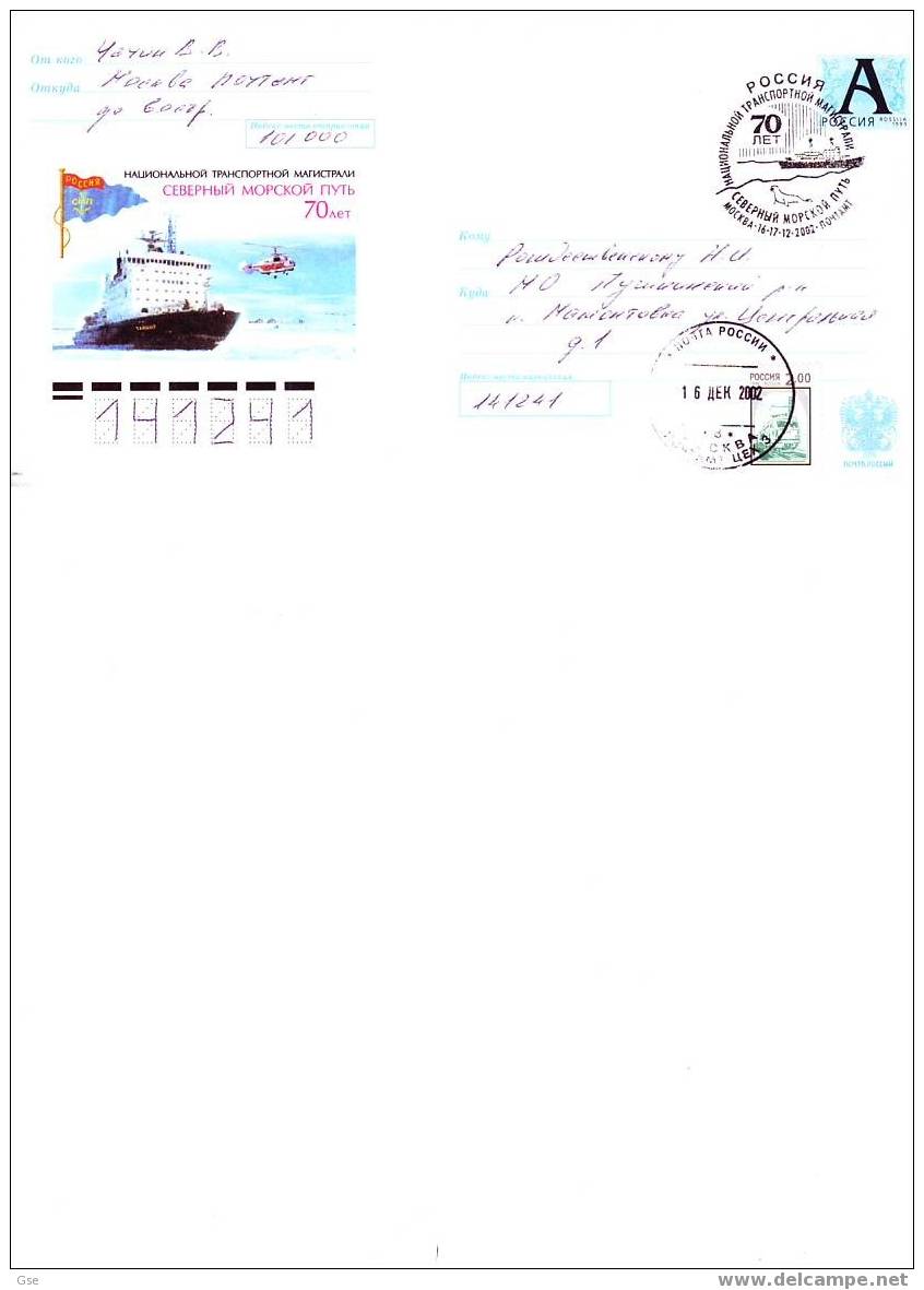 RUSSIA 2002 - Intero Postale - Annullo Speciale Illustrato - Foca E Nave - Navi Polari E Rompighiaccio