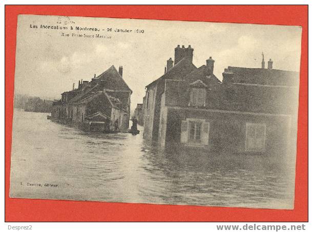 77 MONTEREAU Cpa INNONDATIONS JANVIER 1910 Rue Basse Saint Maurice     Edit Castera - Montereau