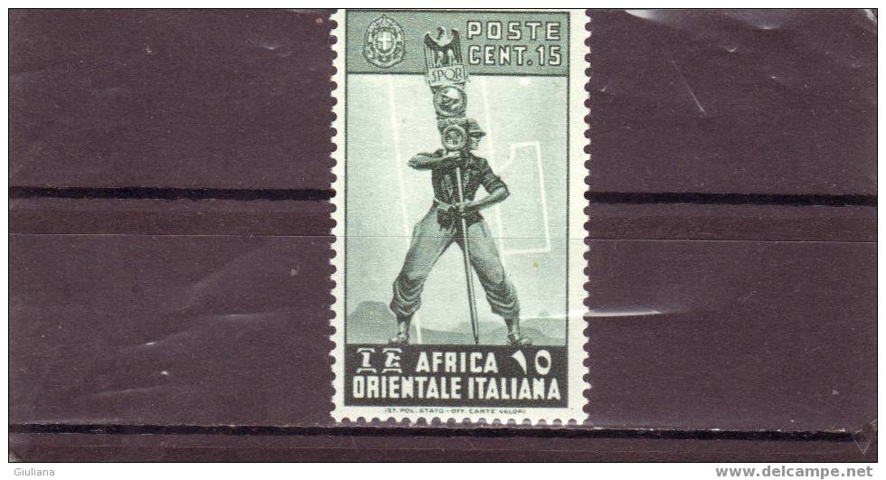 ITALIA COLONIE - N. 5**, Sassone, Soggetti Vari 15c Verde Grigio - Africa Oriental Italiana