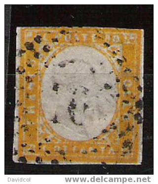 Q240 .-. SARDINIA - 1855 - SCOTT # 14 .-. US$: 325.00 .-.   USED  STAMP  .SEE SCAN PLEASE. - Sardegna