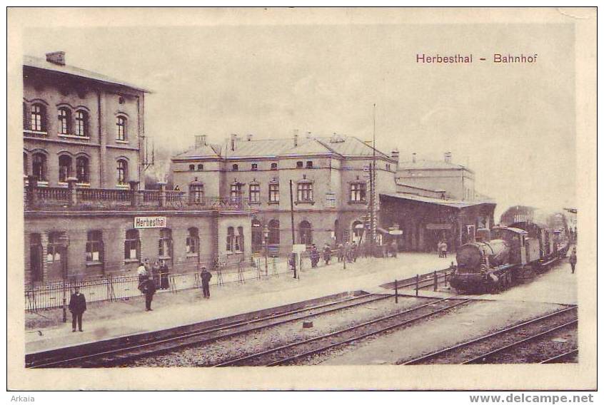 HERBESTHAL = Bahnhof + Train à Vapeur  - 191? - Lontzen