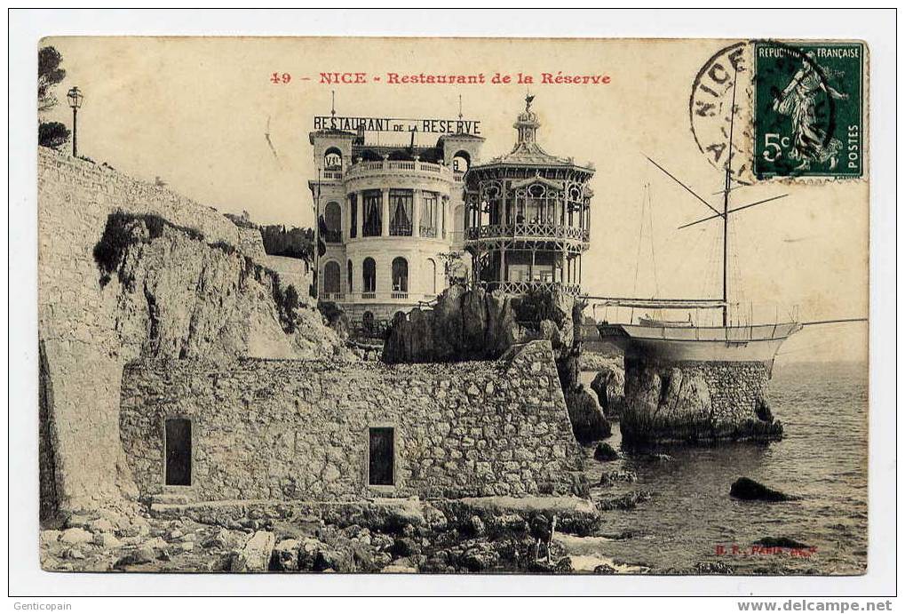 H60 - NICE - Restaurant De LA RESERVE (1909 - Oblitération De Nice) - Cafés, Hôtels, Restaurants