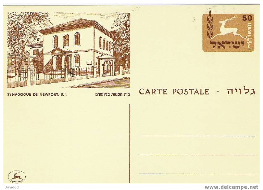 S757.-.ISRAEL .- 2 DIFFERENT POST CARDS MINT, SYNAGOGUES: ALTNAI IN PRAGUE AND SYNAGOGUE DE NEWPORT. - Cartas & Documentos