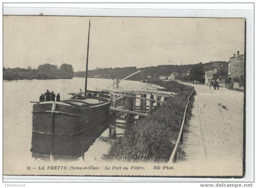 C 1420 - LA FRETTE - 51- Le Port Au Platre - Belle CPA Rare De 1914 Animée - - La Frette-sur-Seine