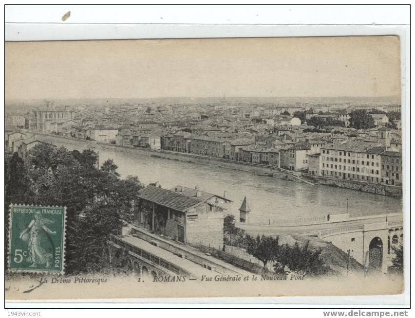 C 1424 - ROMANS - Vue Générale Et Le Nouveau Pont - Belle CPA Rare De 1913 - - Romans Sur Isere