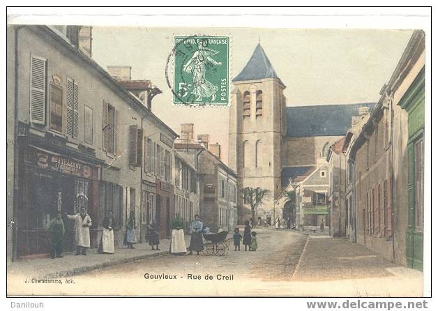 60 // OISE / GOUVIEUX / Rue De Creil / ANIMEE / Cheradamme édit / Colorisée (semi Aquarelle) - Gouvieux