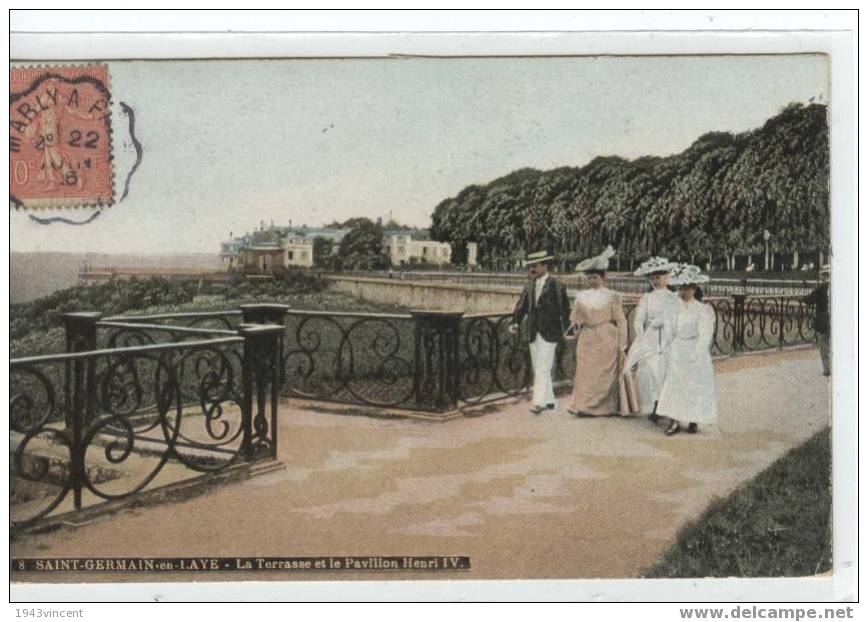 C 1433 - SAINT GERMAIN EN LAYE - 8 - La Terrasse Et Le Pavillon Henry IV - Belle CPA Animée - 1916 - - St. Germain En Laye (Kasteel)