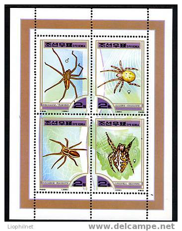 COREE DU NORD 2000, ARAIGNEES, 4 Valeurs, Neufs / Mint. R2016 - Spiders