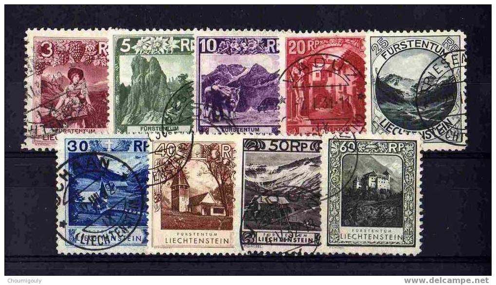 LIECHTENSTEIN 1930 Y&T 94/103 SAUF N° 100 "9 VALEURS" OBLITERES TB/TTB/SUP - Used Stamps