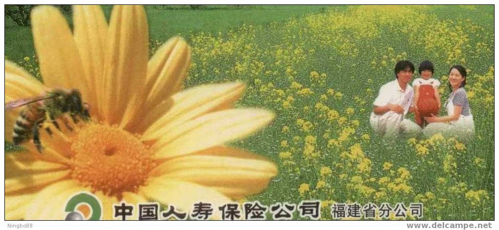 China 2003 People Life Insurance Fujian Branch Advertising Pre-stamped Card Honeybee Bee Sunflower And Basketball - Basket-ball