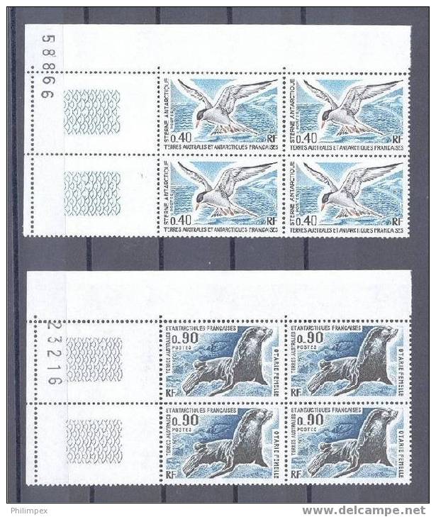 TAAF / FSAT, ANIMALS 4 STAMPS,  BLOCKS OF 4, MNH ** - Unused Stamps