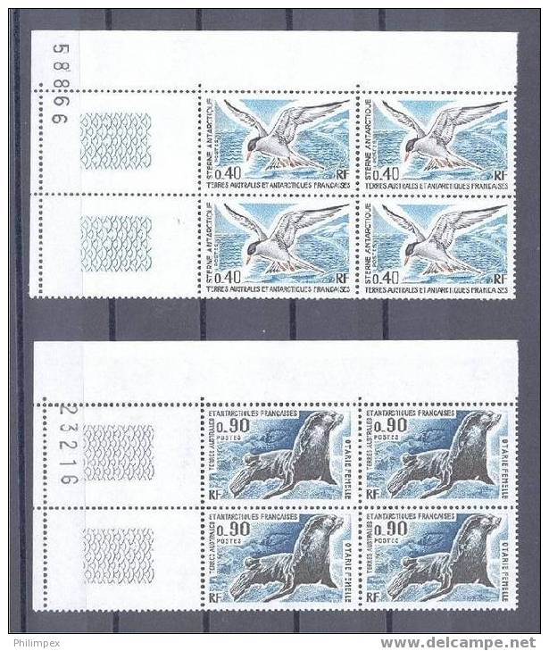 TAAF / FSAT, ANIMALS 4 STAMPS,  BLOCKS OF 4, MNH ** - Ungebraucht