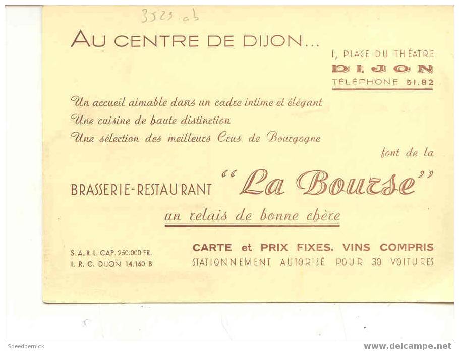 3529 DIJON . Brasserie Restaurant La Bourse . Carte Pub Dessin Pichier ? - Dijon