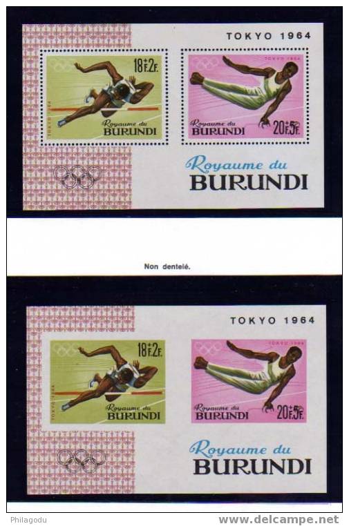 Burundi 1964, Jeux Olympiques  TOKYO, N° 102 / 111 + Bf 5/5A, ( 25410**) Cote 12,50 E - Sommer 1964: Tokio