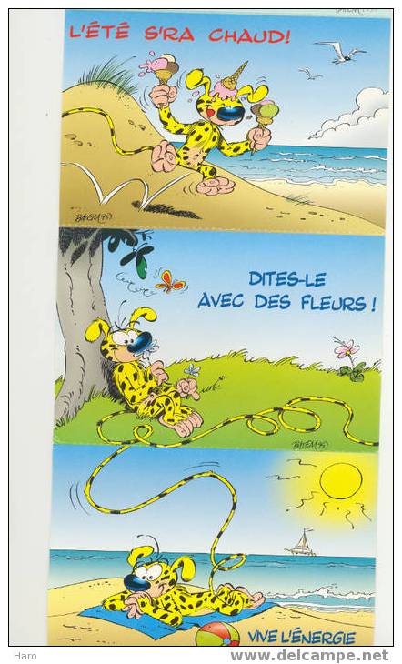 Série De 7 Cartes Du "Marsupilami En Vacances - Chocolat "Côte D'Or " - Milka - Bandes Dessinées