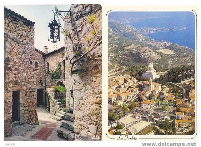 LA TURBIE Et EZE - Lot De 2 Cartes La Turbie : Vue Aérienne - Eze : Le Palais Du Prince De Suède - La Turbie