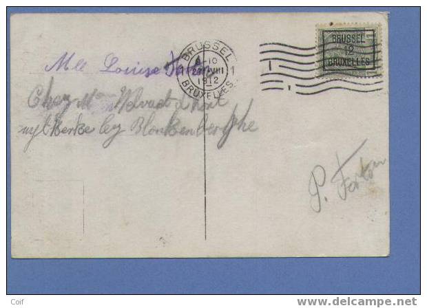 81 (Preo!!! BRUSSEL 12) Op Kaart Met Vlagstempel BRUSSEL - Typos 1906-12 (Armoiries)