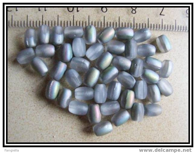 Lot De 20 Perles Tchèques Ovales En Verre Gris Mat AB 6x4mm - Perle