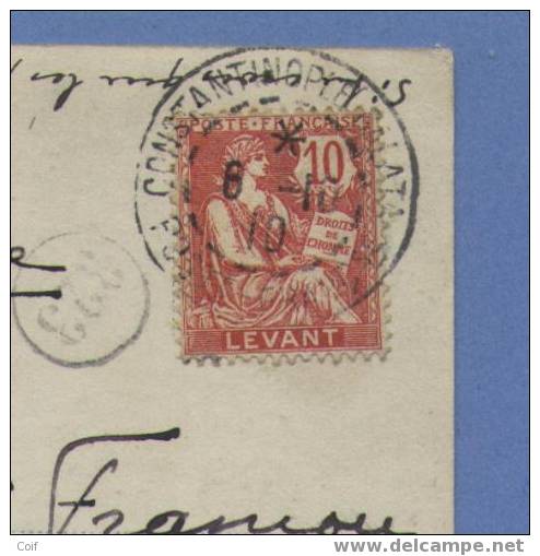 Kaart Met Stempel CONSTANTINOPLE-GALATA / POSTE - FRANCAIS Op 6/10/1910 Naar Molenbeek - Altri & Non Classificati