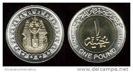 EGIPTO  1  LIBRA  2005 2.005  BIMETALICA  S/C  KM#940 ¡¡¡  PRECIOSA  MONEDA  !!! "TUTANKHAMEN BURIAL MASK" DL-7220 - Egypt