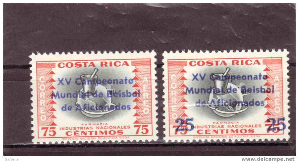 COSTARICA - Serie N. 311/12**(Yvert) XV  Campionati Mondiali - Base-Ball