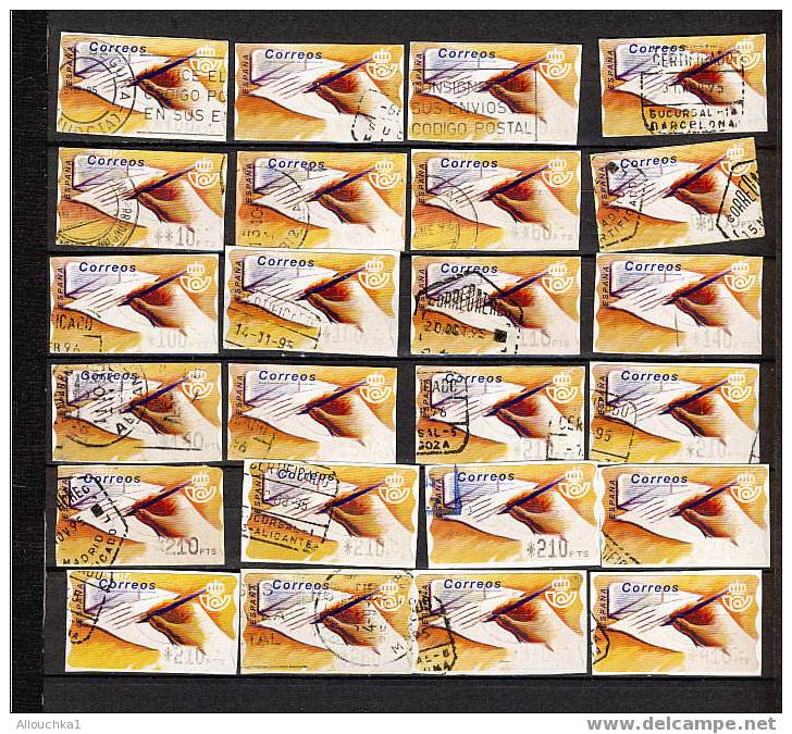 ESPANA TIMBRES D'AFFRANCHISSEMENT COURANTS AUTO ADHESIFS "ECRITURE" TARIFS  EN PESETAS EMBLEME POSTE EN FLUORESCENT - Used Stamps