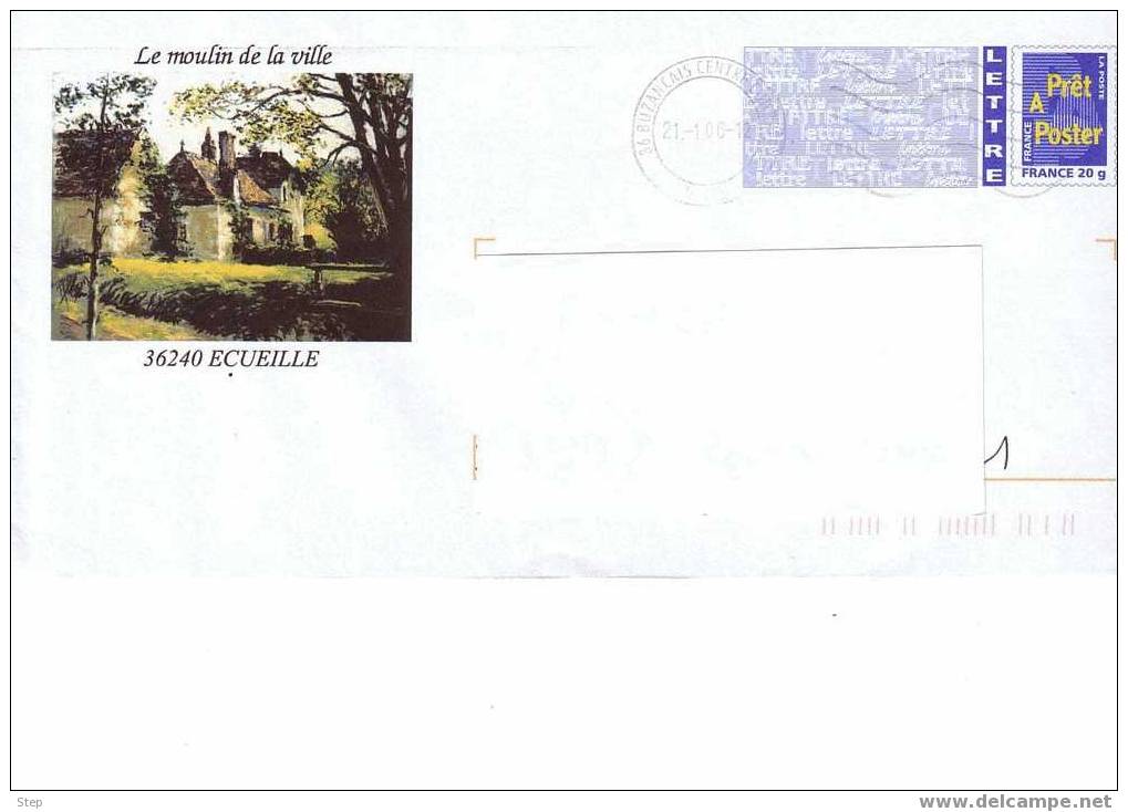 PAP ECUEILLE (INDRE) : Le MOULIN - Prêts-à-poster:Overprinting/Blue Logo