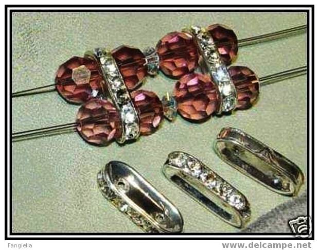 Lot De 2 Intercalaires Spacers Perles Strass Véritable Cristal Swarovski 2 Trous 16x6mm - Perlen