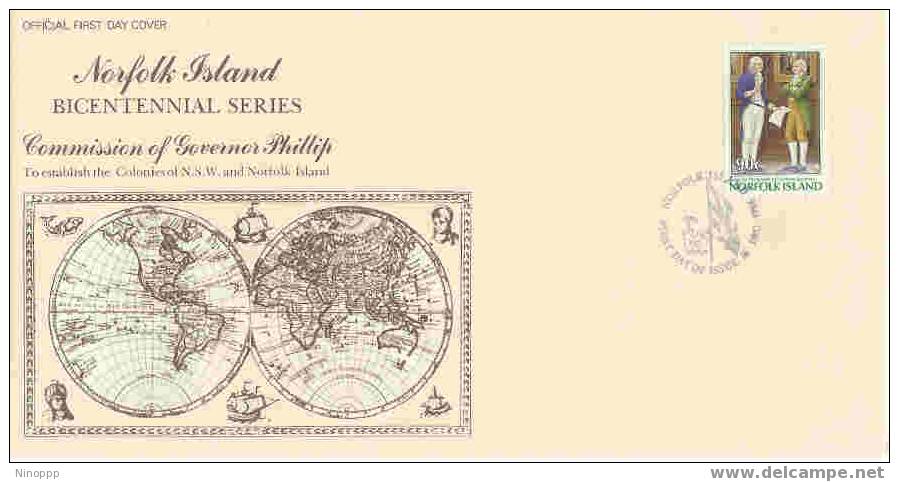 Norfolk-1986 Bicentennial I - Phillip Reprint FDC - Norfolk Island