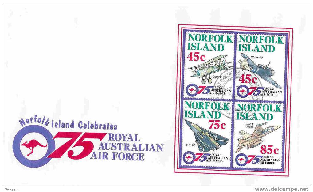 Norfolk-1996 75th Anniversary RAAF  FDC - Norfolk Island