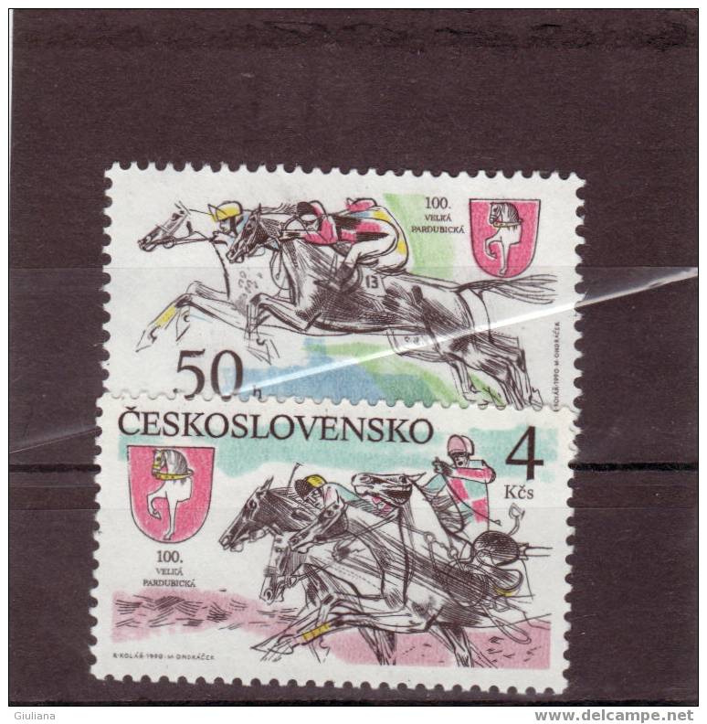 CECOSLOVACCHIA -Serie  N. 2861/62**(Yvert) Ippica: 100° Grand Steple-chase - Horses