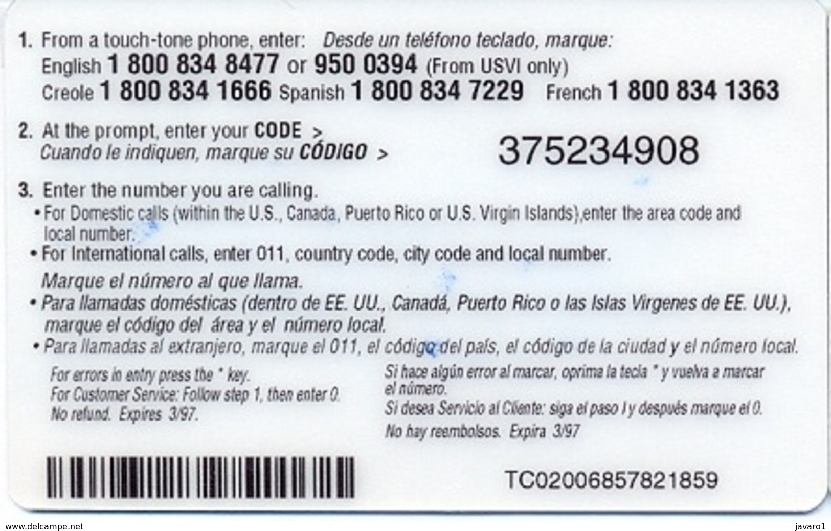 PUERTO : PRIG4 $20 (bigger Value) PUERTO-RICO Global Communi 03/97 USED - Puerto Rico