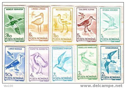 Romania 1991 Birds,Oiseaux,Mi.Nr.4642-4651,MNH. - Cigognes & échassiers