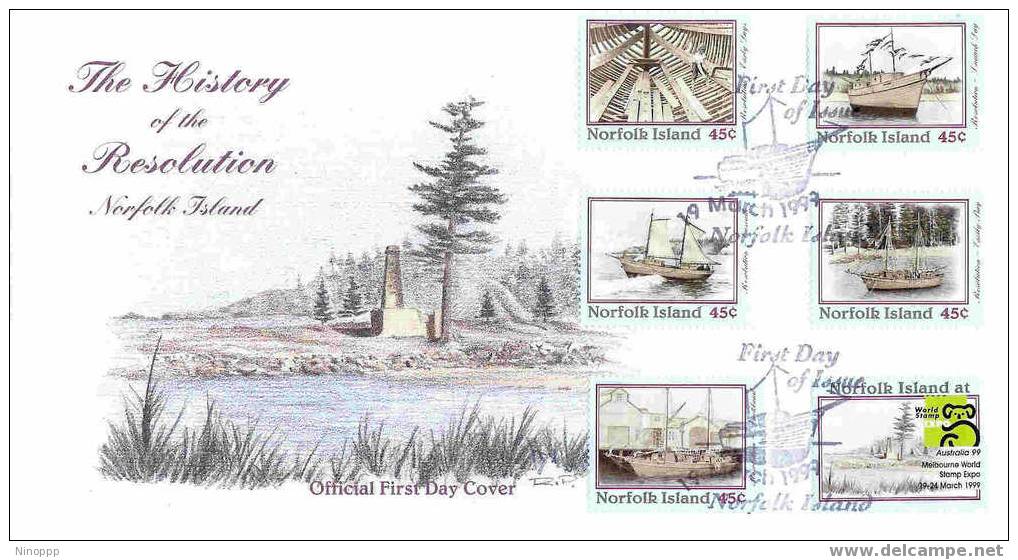 Norfolk-1999 The History Of The Resolution  FDC - Norfolk Island