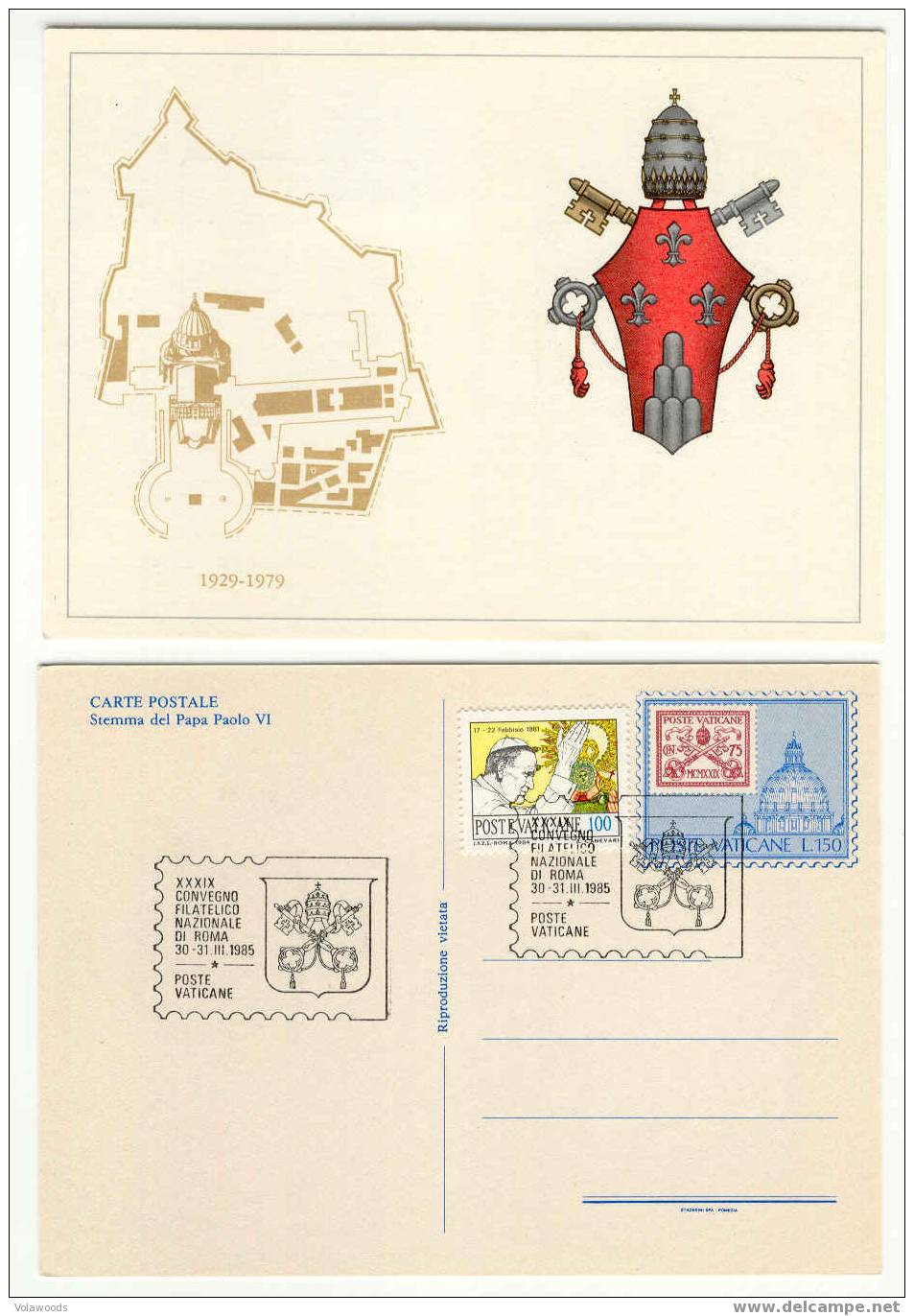 Vaticano - Cartolina Postale Città Del Vaticano 50° Dello Stato - Stemma Di Paolo VI - Oblitérés
