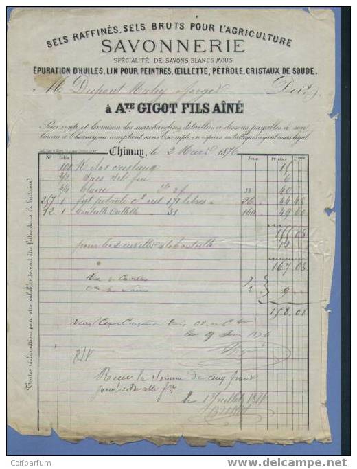 SAVONNERIE   CHIMAY  1876   (F666) - Droguerie & Parfumerie