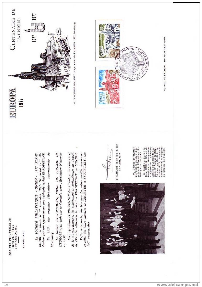 FRANCIA 1977 - Yvert  1928/9 - Consiglio Europa - Annullo Speciale Illustrato - 1977