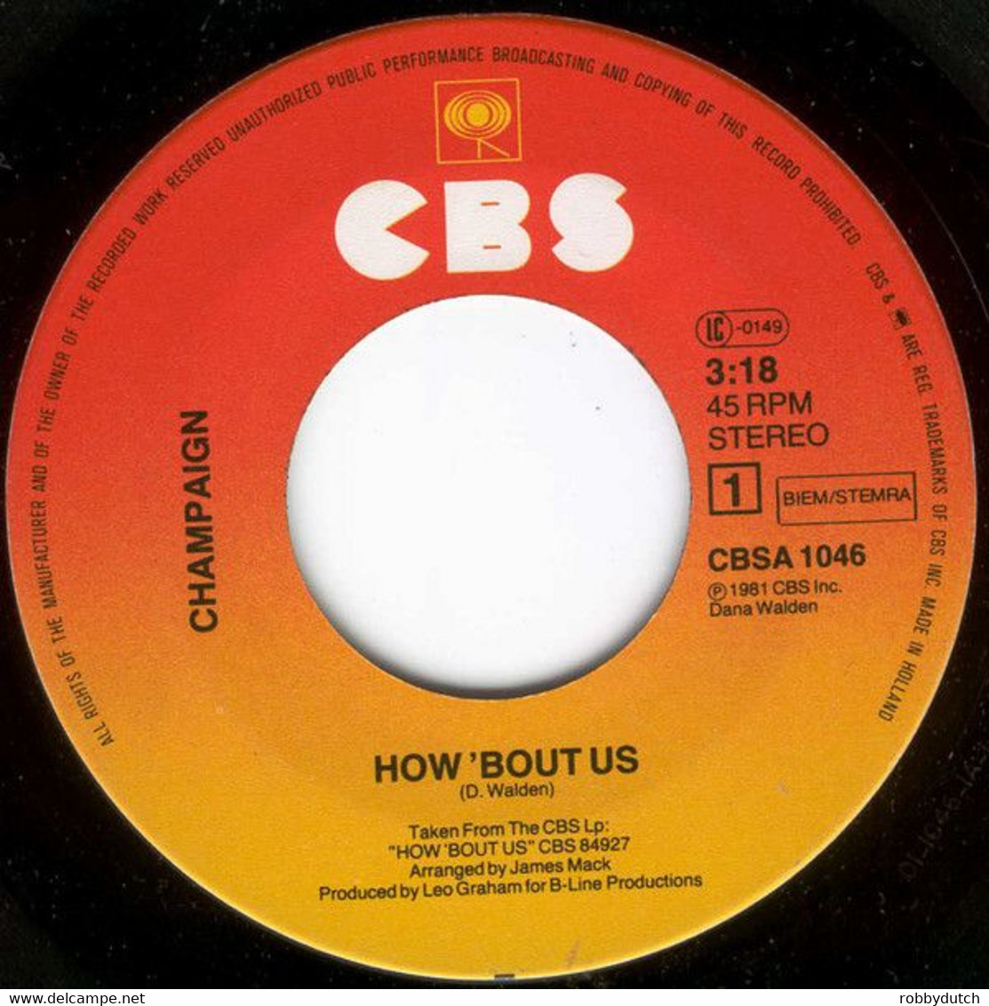 * 7" * CHAMPAIGN - HOW 'BOUT US (Holland 1981) - Disco, Pop