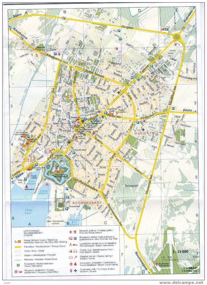 Estonia: Map Of Kuressaare City (2001) - Topographical Maps