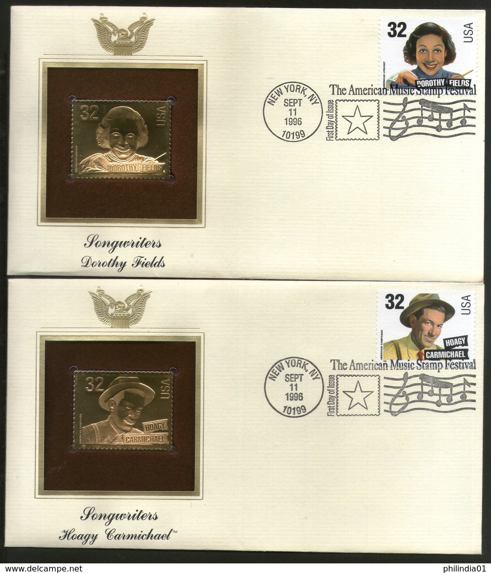 USA 1996 Music Musician Johnny Mercer Harold Arlen Hoagy Carmichael Derothy Field Gold Replica Cover # 208 - Music