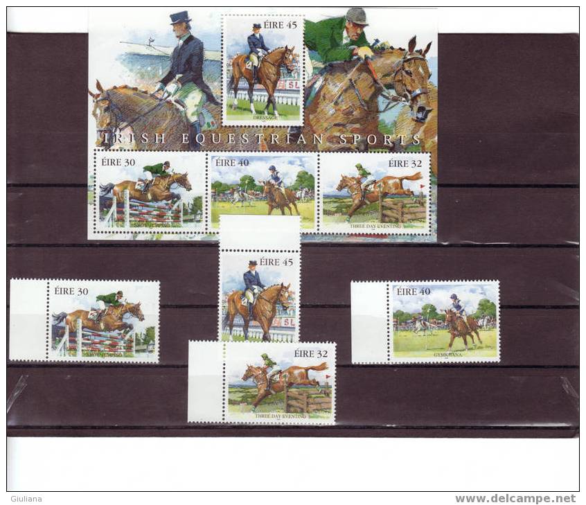 Irlanda  -Foglietto  N. 28+1071/74**(UNI) Ippica: Sport Equestri - Horses