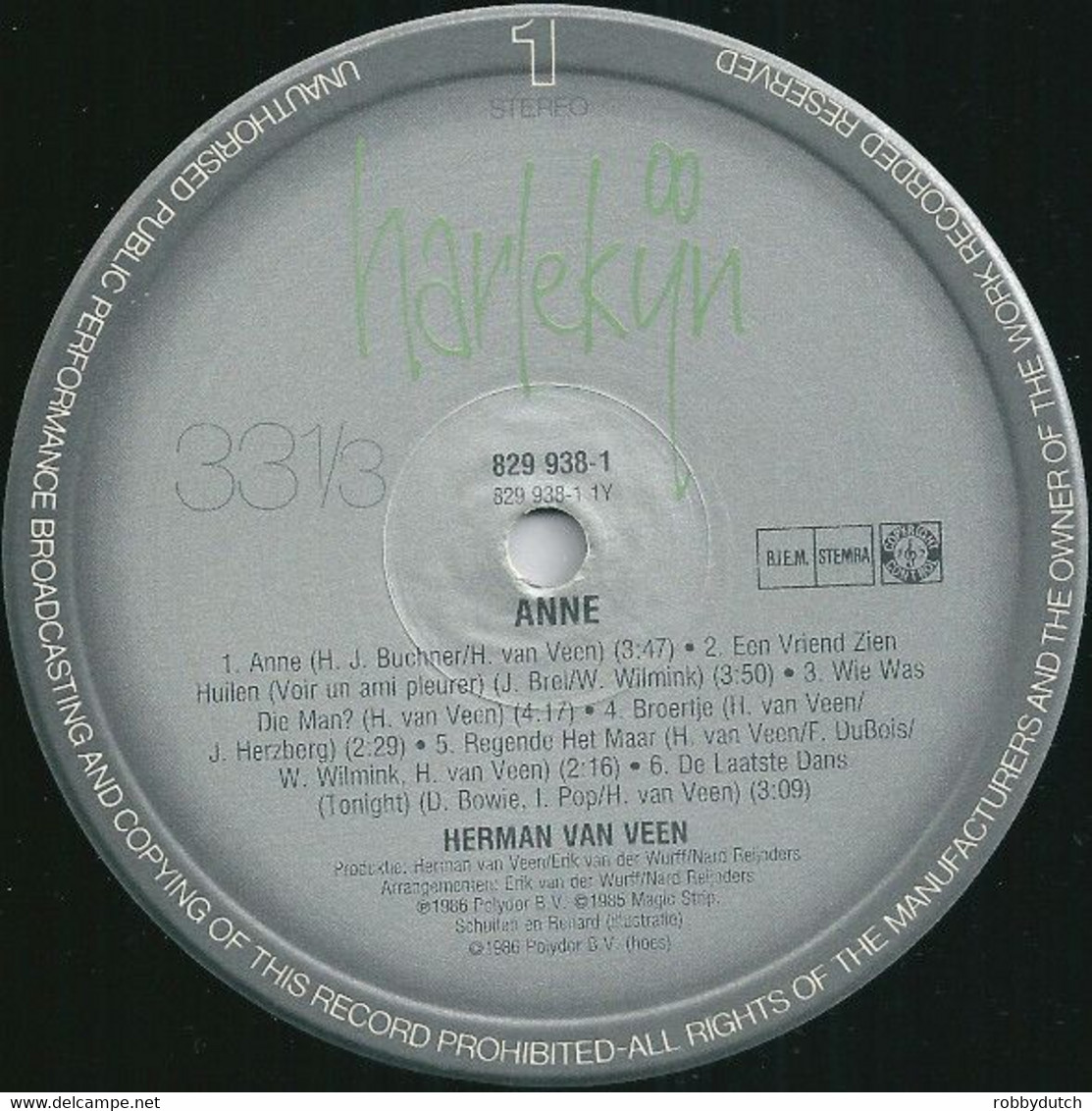 * LP * HERMAN VAN VEEN - ANNE (1986) - Cómica
