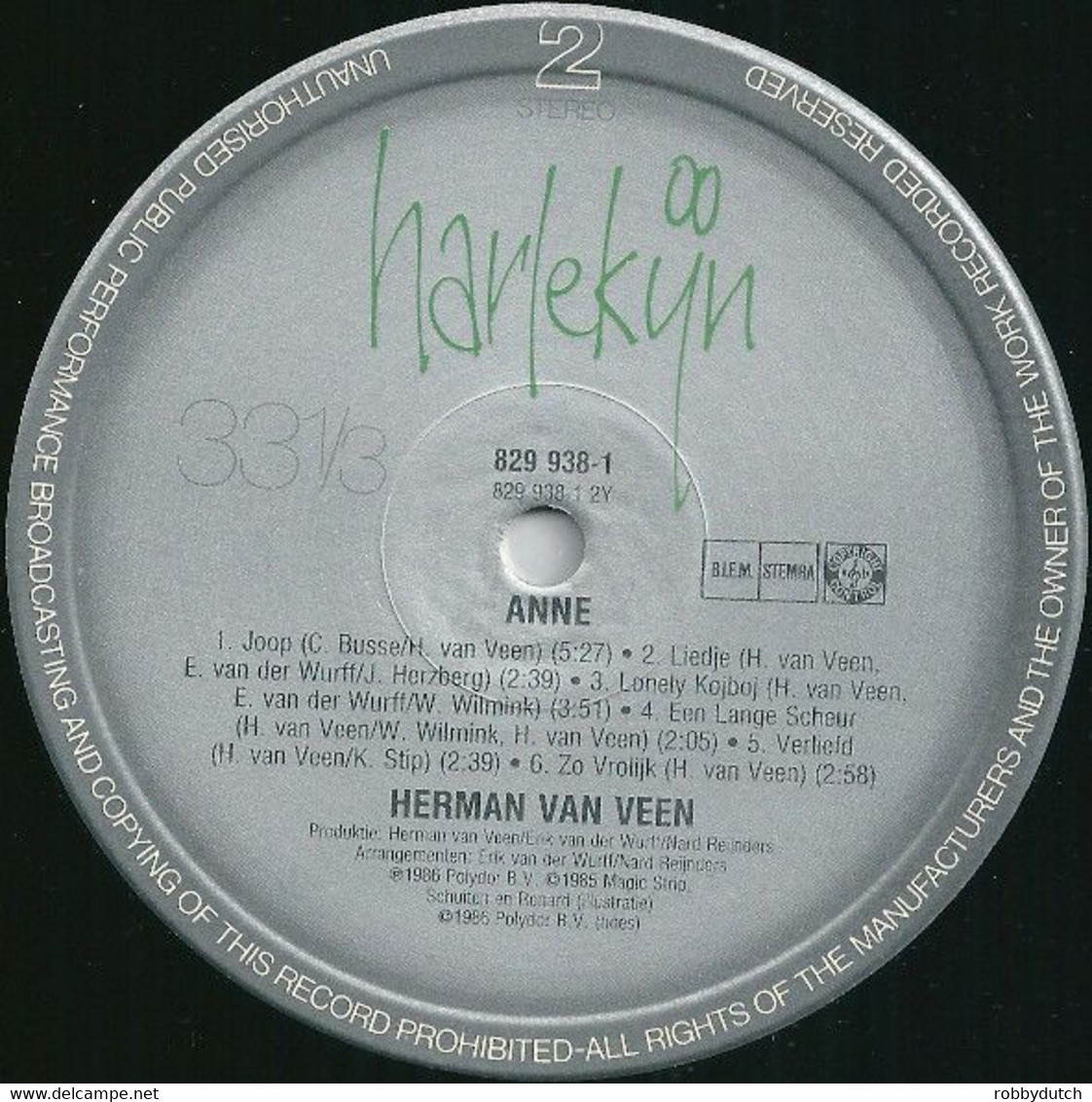 * LP * HERMAN VAN VEEN - ANNE (1986) - Comiche