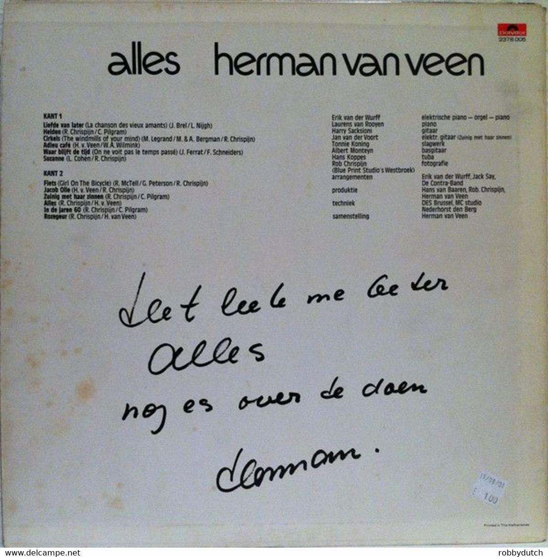 * LP * HERMAN VAN VEEN - ALLES (Holland 1971 EX-) - Comiques, Cabaret