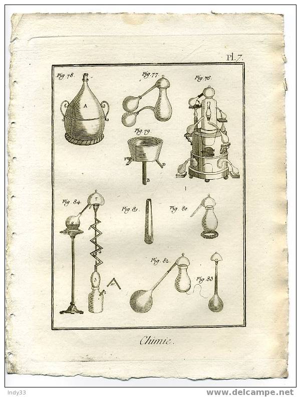 "CHIMIE . Pl. 7". EAU FORTE DU XVIIIe S. - Altri & Non Classificati