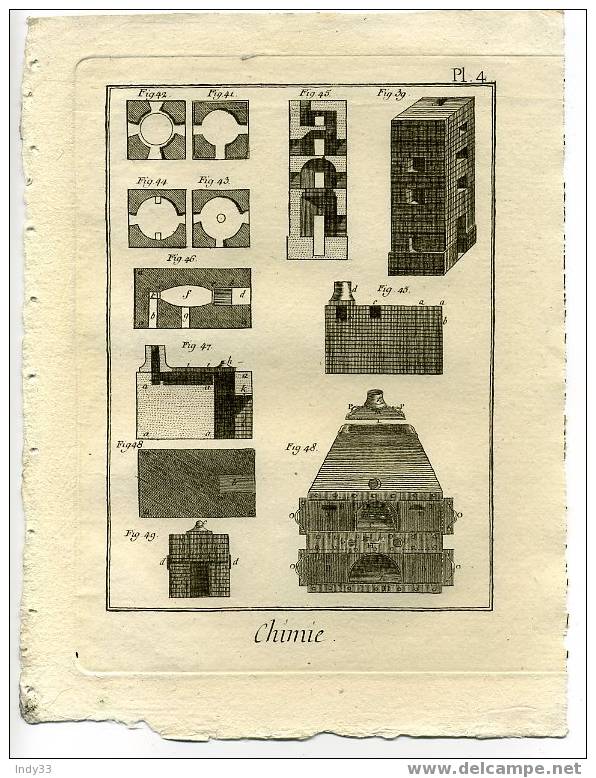 "CHIMIE . Pl. 4". EAU FORTE DU XVIIIe S. - Autres & Non Classés