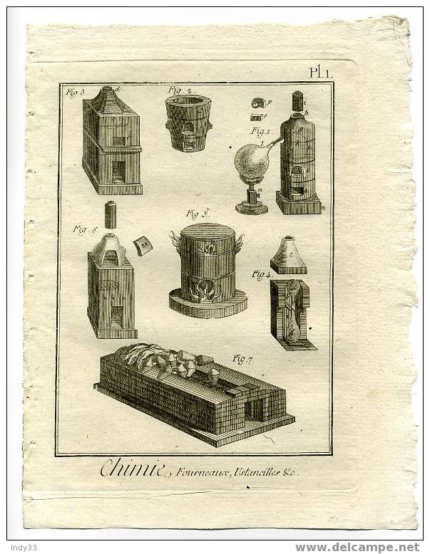 "CHIMIE . Pl. 1". EAU FORTE DU XVIIIe S. - Sonstige & Ohne Zuordnung