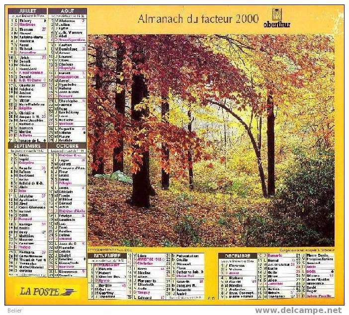 CALENDRIER ALMANACH 2000 - Big : 1991-00